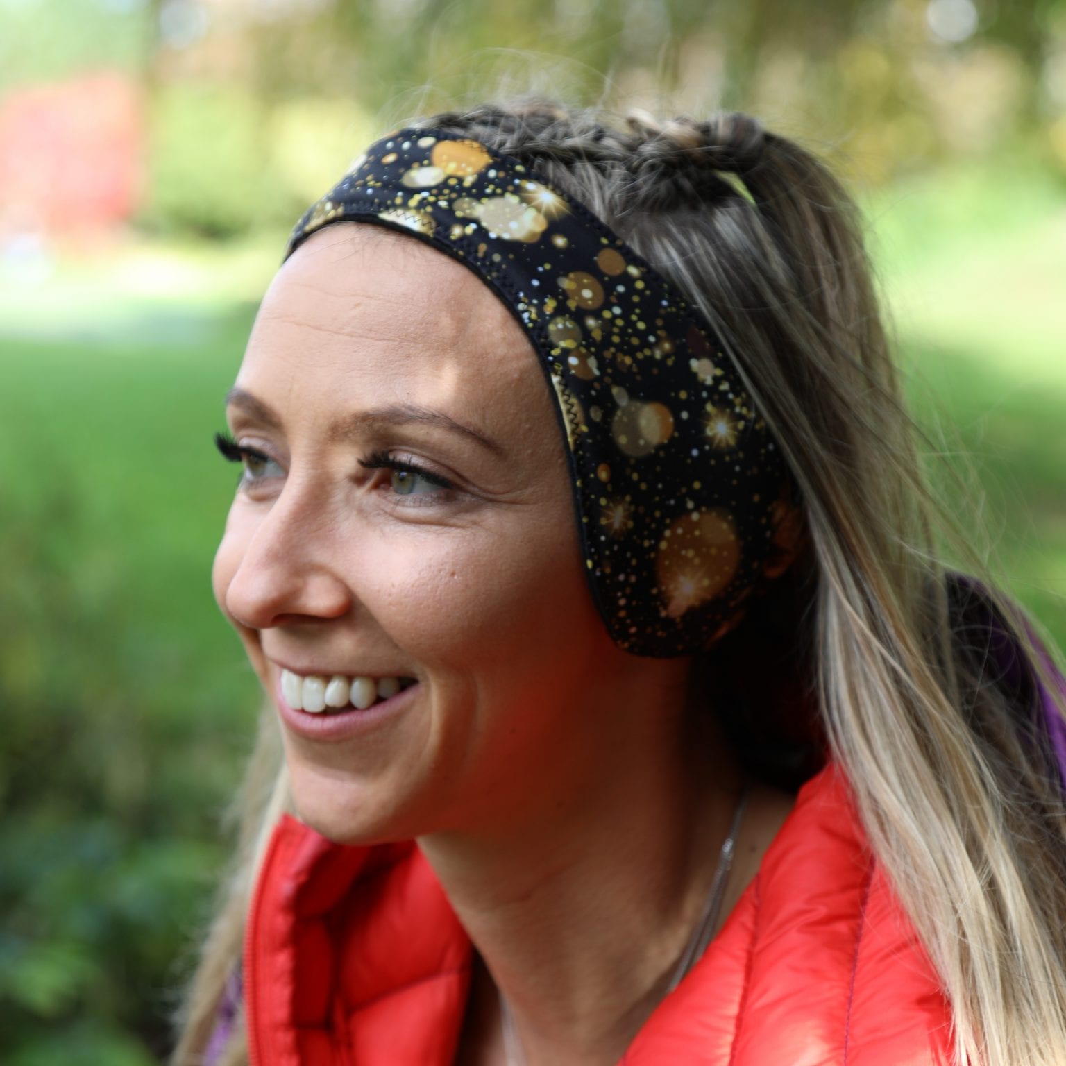 black and gold fleece lined headband